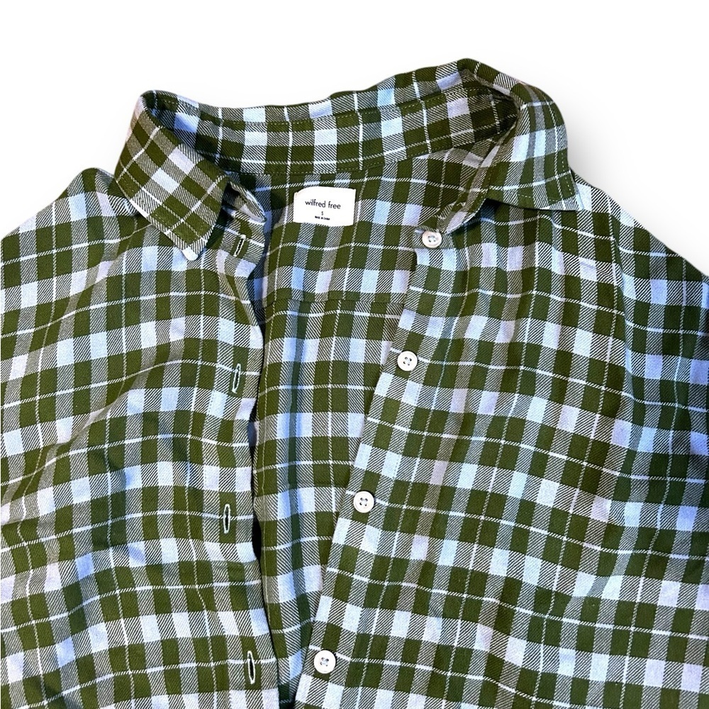 Aritzia Wilfred Free Plaid Button Down Shirt Blue and Green Size Small - Picture 2 of 8